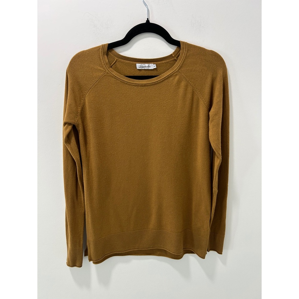 Magnolia Boutique Camel Brown Raglan Long Sleeve Crew Neck Sweater Size M 63351